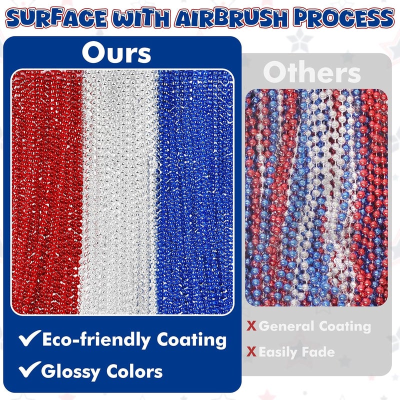 VLUV 36Pcs Beaded Necklace, Mardi Gras Beads Necklaces Accessories, 33 Inch Bead Costume for Women Man, Festival Parade Throw Supplies - Image 3